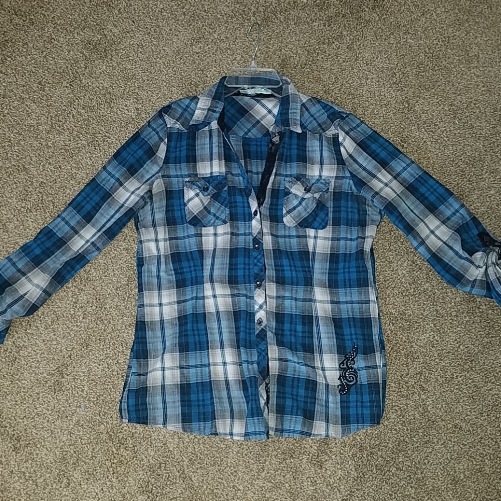 SOLD...Dark blue button up top